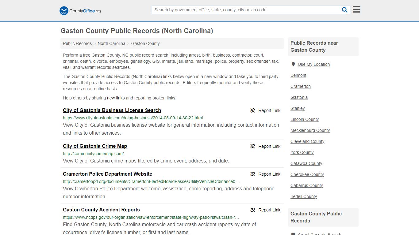 Public Records - Gaston County, NC (Business, Criminal, GIS, Property ...